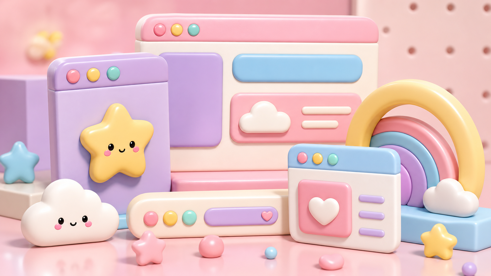 Kawaii pastel UI tile