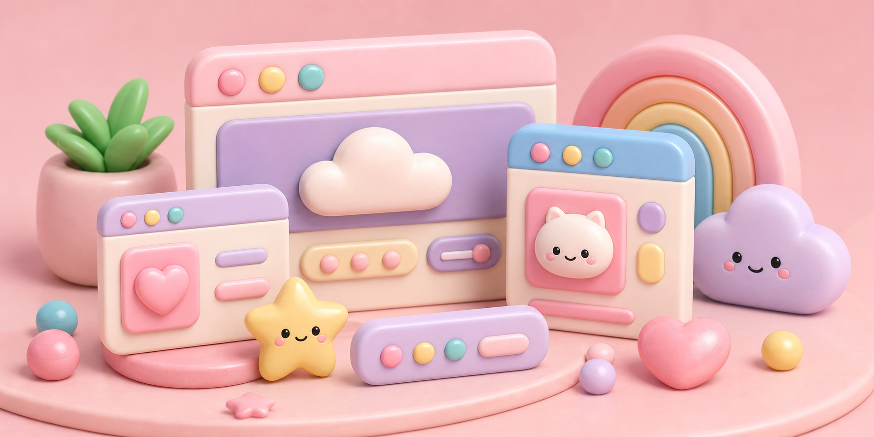 Kawaii mascot UI tile