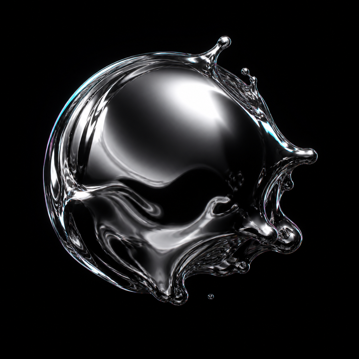 Liquid chrome orb mid-reformation