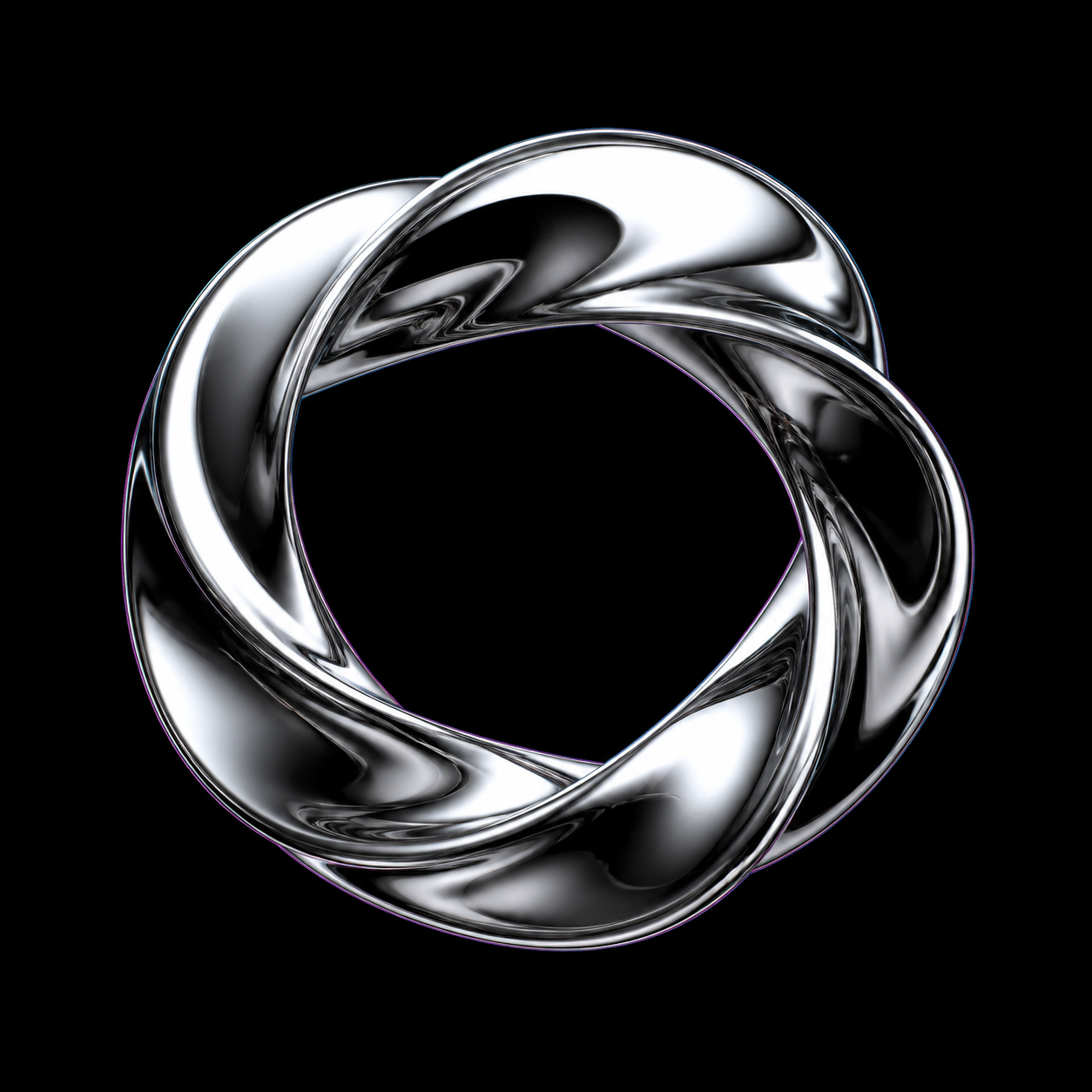Interactive liquid chrome ribbon object